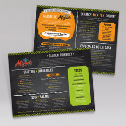Miguel's Mex Tex Cafe Gluten Free Laminated Synthetic Menu