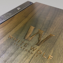 White Wolf Etched Wood Decoration